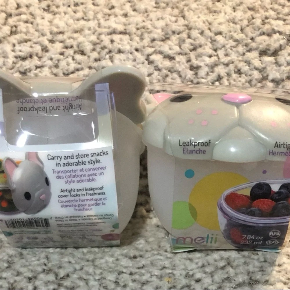 Melii Pink & Grey Snack Container Bull Dog Small Pets - Set of 2